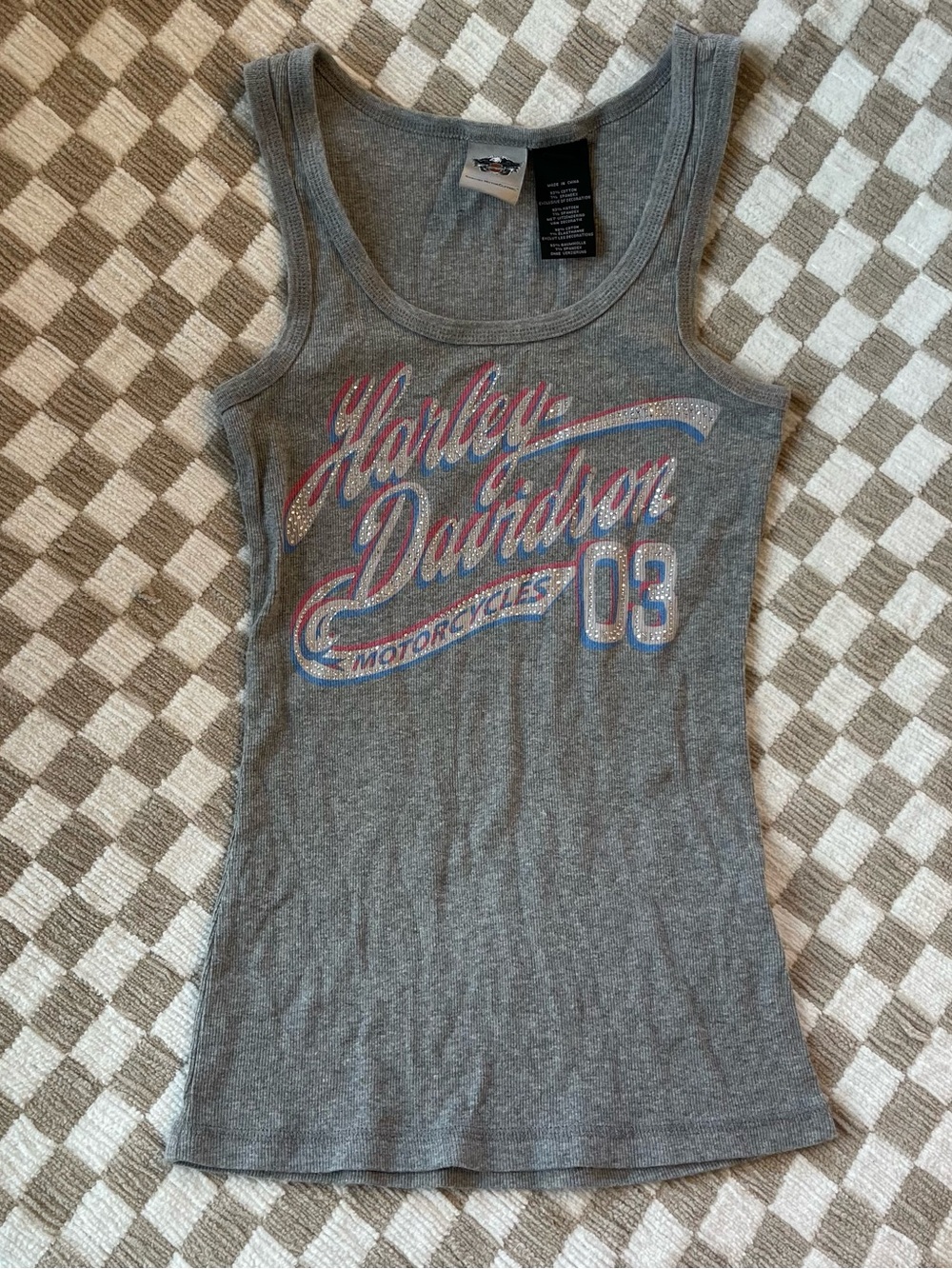 Harley-Davidson Gray Tank with Pink & Blue Script
